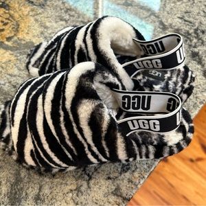 UGG fluff yeah zebra slippers